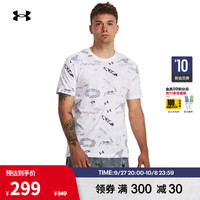 安德玛 UNDERARMOUR）RUN LAA男子跑步运动印花短袖T恤1379301 白色100 XL