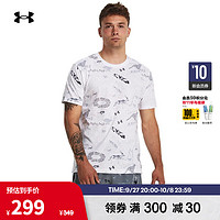 安德玛 UNDERARMOUR）RUN LAA男子跑步运动印花短袖T恤1379301 白色100 XL