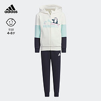 adidas 阿迪达斯 轻运动女小童儿童冬季运动长袖套装IN5221 汉玉白/白/传奇墨水蓝/白 116CM