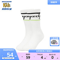 斯凯奇男童女童中筒袜2023纯色简约风休闲时尚运动袜P323K027 白色/黑色/01RJ L（18-20cm）