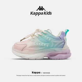 Kappa Kids背靠背卡帕儿童鞋老爹鞋男女童春季软底防滑女孩运动休闲鞋20 绿色|拍大一码 37码