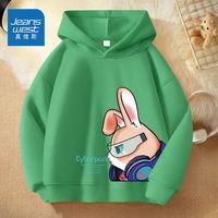 真维斯男童秋装卫衣秋款大童连帽上衣儿童秋季时尚衣服 草绿be407 130