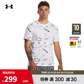 安德玛 UNDERARMOUR）RUN LAA男子跑步运动印花短袖T恤1379301 白色100 M