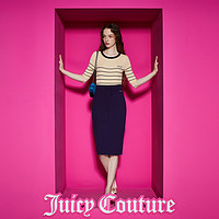 Juicy Couture 橘滋 娴静撞色条logo绣花女式针织衫