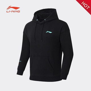 LI-NING 李宁 卫衣男品牌正品健身加绒连帽文化衫长袖秋冬套头连帽羽毛球服