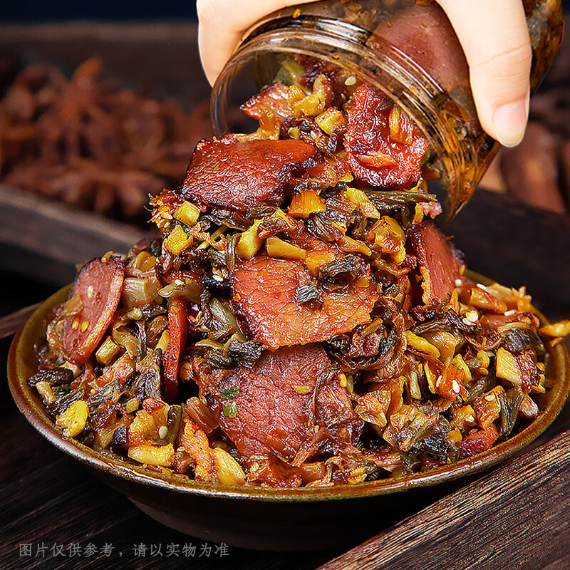 蜀和春 腊肉外婆菜 湖南下饭菜 开味腌菜 香辣咸菜微辣瓶装即食下饭 腊肉外婆菜280g*2瓶