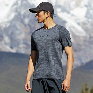 夏季短袖针织衫男圆领轻薄透气休闲跑步梭织运动T恤 XL 蜡灰色-4尺码偏小