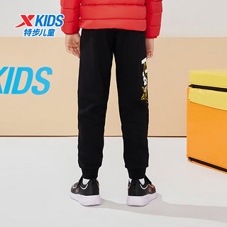 XTEP 特步 儿童童装男童保暖舒适针织长裤 正黑色(加绒) 165cm