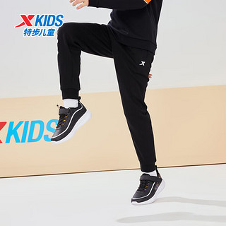 XTEP 特步 儿童童装男童保暖舒适针织长裤 正黑色(加绒) 165cm