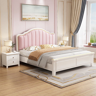 沐眠 美式实木床双人床1.8米2米含床垫现代简约卧室床MM01 1.5单床
