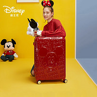 迪士尼行李箱ins女小型24英寸密码拉杆旅行箱红色结婚新娘陪嫁箱子 Mickey款-红色 20寸