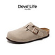Devo 的沃 LifeDevo软木鞋包头半拖鞋男鞋穆勒鞋法式 3624 灰色反绒皮 38