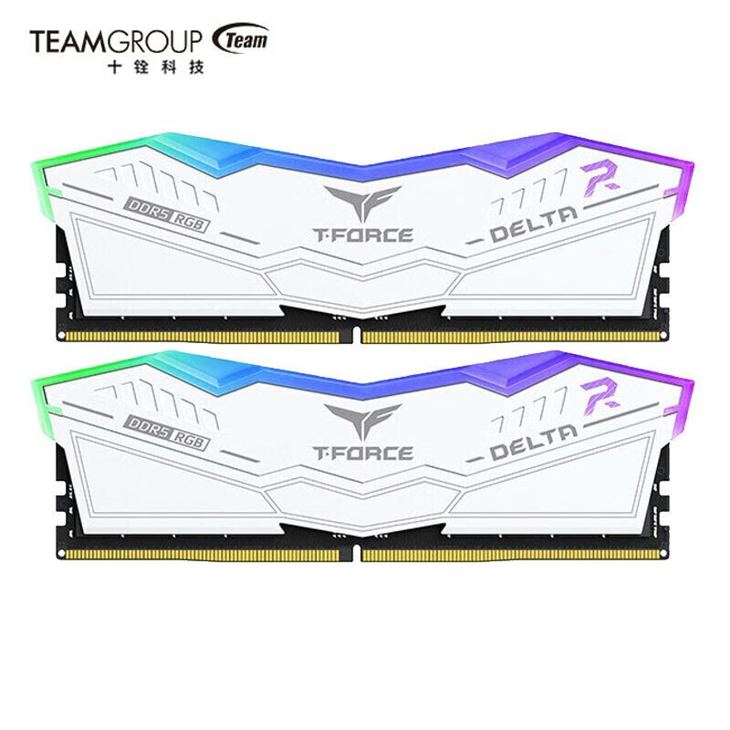 Team 十铨 DELTA系列 DDR5 6000MHz RGB 台式机内存 灯条 白色 32GB 16GBx2 C30