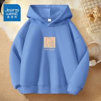 真维斯男童秋装卫衣秋款大童连帽上衣儿童秋季时尚衣服 雾霾蓝be400 160