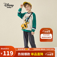 Disney 迪士尼 童装儿童男女童圆领长袖套装插肩运动两件套DB331TE02绿140