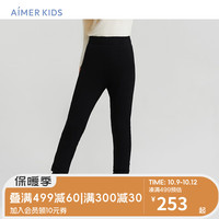 爱慕儿童(AIMER KIDS)秋冬女童可外穿百搭保暖小黑裤加厚修身打底裤含羊毛高弹柔软 黑 130