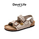 Devo 的沃 LifeDevo软木鞋真皮绑带凉鞋商场同款男鞋 2727 灰色反绒皮 41