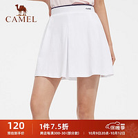 CAMEL 骆驼 运动半身裙女子针织短裙休闲户外网球裙 C0S14LF648-1 白色 XXL