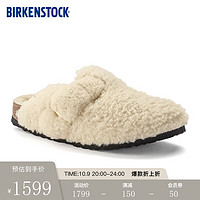 BIRKENSTOCK软木拖鞋女款秋冬时尚大巴扣毛毛鞋Boston Teddy系列 白色窄版1025664 39