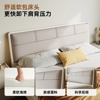 双虎（SUNHOO）简约轻奢板式床小户型双人软包大床23103透气铺板床1.8米