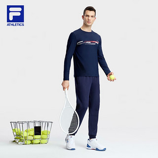 斐乐（FILA）男子针织长袖衫基础简约网球运动上衣 RD宝蓝-NV 175/96A/L