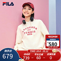 FILA斐乐女子针织连帽卫衣上衣时尚宽松休闲简约运动女装 云菇白-WT 165/84A/M