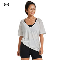 安德玛UNDERARMOUR）秋冬Project Rock强森女子V领训练运动短袖T恤1380234 白色114 L