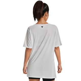 安德玛UNDERARMOUR）秋冬Project Rock强森女子V领训练运动短袖T恤1380234 白色114 L
