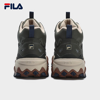 FILA 斐乐 男鞋加绒中帮欧客漫2复古运动鞋2023冬休闲鞋老爹鞋 热罗勒绿/暗墨绿-MP 42