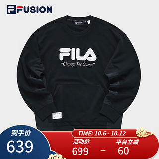 斐乐（FILA）斐乐潮牌男子卫衣新时尚运动休闲宽松针织套头衫 深黑-BK 165/88A/S