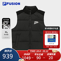 FILA FUSION斐乐潮牌羽绒马甲男2023冬时尚保暖宽松立领上衣 正黑色-BK 165/88A/S