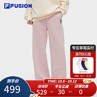 FILA FUSION潮牌女子多彩针织长裤可收口运动长裤 赤粉色-PK 170/70A/L