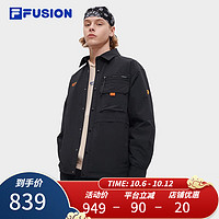 斐乐（FILA） FUSION潮牌男子梭织上衣时尚宽松工装外套 正黑色-BK 180/100A/XL