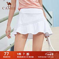CAMEL 骆驼 运动半身裙女网球裙时尚针织跑步休闲百褶裙防走光裙裤 C0S14L0620 白色 XL