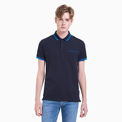 Calvin Klein 卡尔文·克莱 CK Jeans夏季男士休闲条纹镶边翻领刺绣透气短袖polo衫ZM01604
