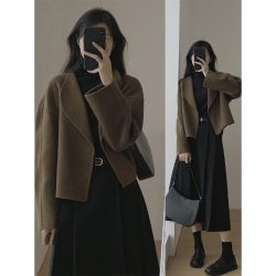 2023春秋女装奶系穿搭温柔感一整套搭配小香风连衣裙子两件套装 单件黑色半裙 外套