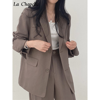 拉夏贝尔（La Chapelle）女装西装外套女职业套装秋款小个子休闲西服外套两件套 黑色 M