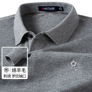 秋冬男士Polo衫长袖刺绣柔软针织T恤男 52 灰色