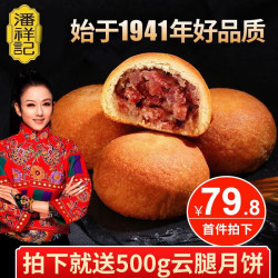 潘祥记 滇式 云腿月饼50g*20枚（送10枚鲜花饼）