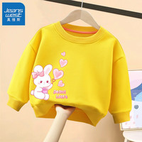 真维斯女童卫衣秋季小童宝宝亲肤内搭上衣可爱小兔子童趣多色童装 黄 J泡泡兔左下 140