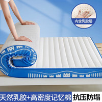 南极人A类针织乳胶记忆海绵立体床垫90x190加厚家用1.8x2米软垫褥子 长城-宝蓝白 约厚9cm 90x190cm