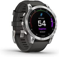 GARMIN 佳明 epix 2，高级 Active 智能手表，板岩和不锈钢，硅胶表带黑色