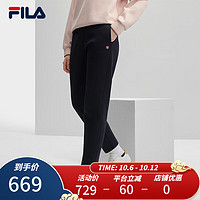 FILA 斐乐女士针织长裤休闲时尚基础直口运动裤 传奇蓝-NV 165/66A/M