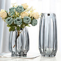 江莱 创意大号玻璃瓶透明彩色水培富贵竹百合玫瑰竖棱花瓶客厅插花摆件