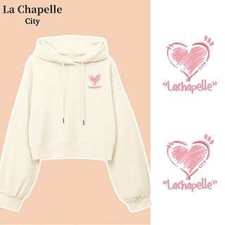 La Chapelle City 拉夏贝尔粉色短款卫衣女2023新款小个子显高显瘦设计小众上衣chic 杏-city小粉心K M