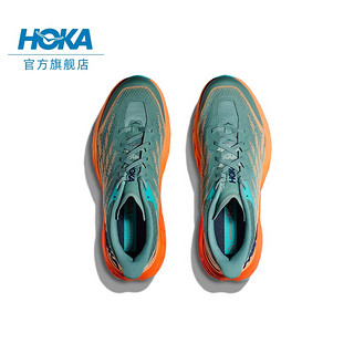 HOKA ONE ONE男女鞋飞速羚羊5越野跑步鞋Speedgoat5网面减震透气 灰绿/山梅花橘-男 43/275mm