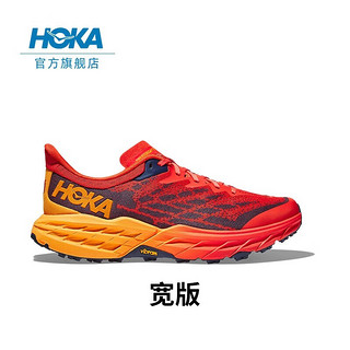 HOKA ONE ONE男女鞋飞速羚羊5越野跑步鞋Speedgoat5网面减震透气 假日红/镭射黄（宽版）-男 36/220mm