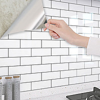 晴画 仿瓷砖厨房防油贴纸灶台台面翻新贴防水墙面贴纸 砖块60*500cm