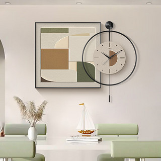 集简季 餐厅装饰画抽象饭厅钟表时钟挂画客厅餐桌背景壁画 几何序列