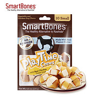 SmartBones 宠物零食狗零食磨牙棒洁齿骨双色编织球花生味  迷你-10支装